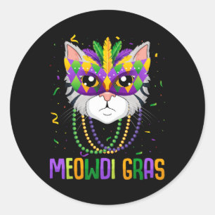 Meowdi Gras Mardi Gras Parade Carnaval Runder Aufkleber