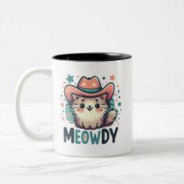 Meowdy Cactus cowboy niedlich cat Zweifarbige Tasse
