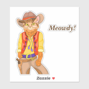 Meowdy! Cat Cowboy Aufkleber