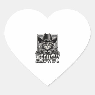 Meowdy Cat Cowboy Cowgirl Meow Howdy Halloween Cos Herz-Aufkleber