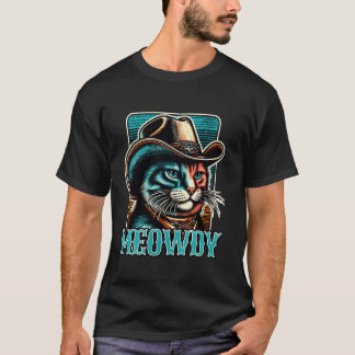 Meowdy Cat Cowboy Cowgirl Meow Howdy Halloween Cos T-Shirt