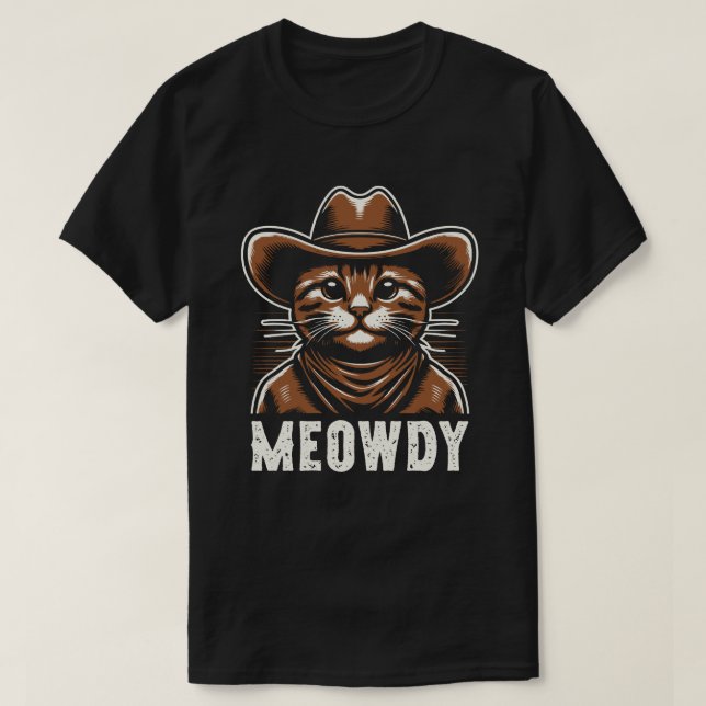 Meowdy Cat in Cowboy Hat T-Shirt (Design vorne)
