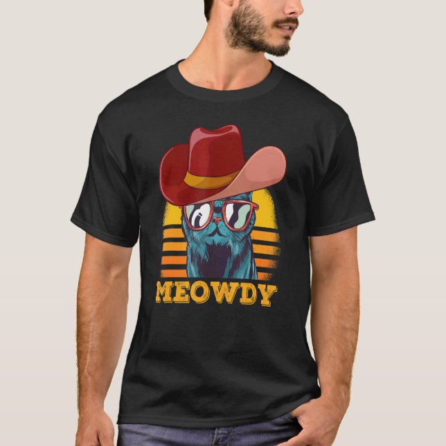 Meowdy  Cat Meme Matching Meow and Howdy Country M T-Shirt (Vorderseite)