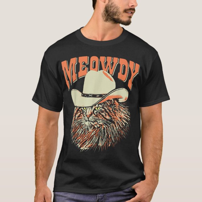 Meowdy Country Music Cat Cowboy Hat T-Shirt (Vorderseite)