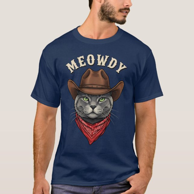 Meowdy Cowboy Cat Western Funny Cowpoke Kitty T-Shirt (Vorderseite)