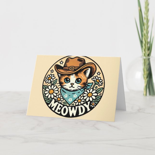 Meowdy Cowboy Kitty Cat Karte (Vorderseite)