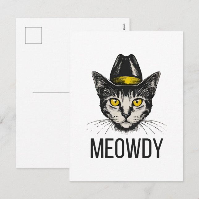 Meowdy Funny Cat Feiertagspostkarte (Vorne/Hinten)