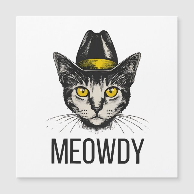 Meowdy Funny Cat Magnetkarte (Vorderseite)