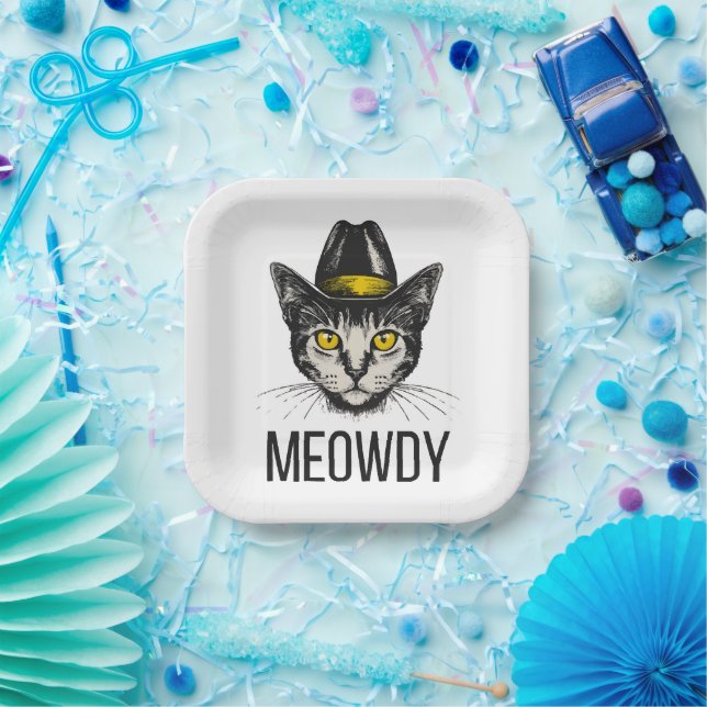Meowdy Funny Cat Pappteller (Party)