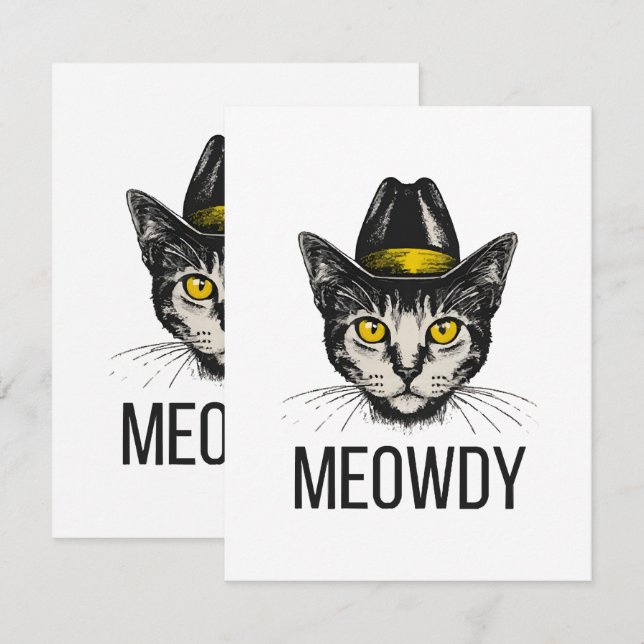 Meowdy Funny Cat RSVP Karte (Vorne/Hinten)