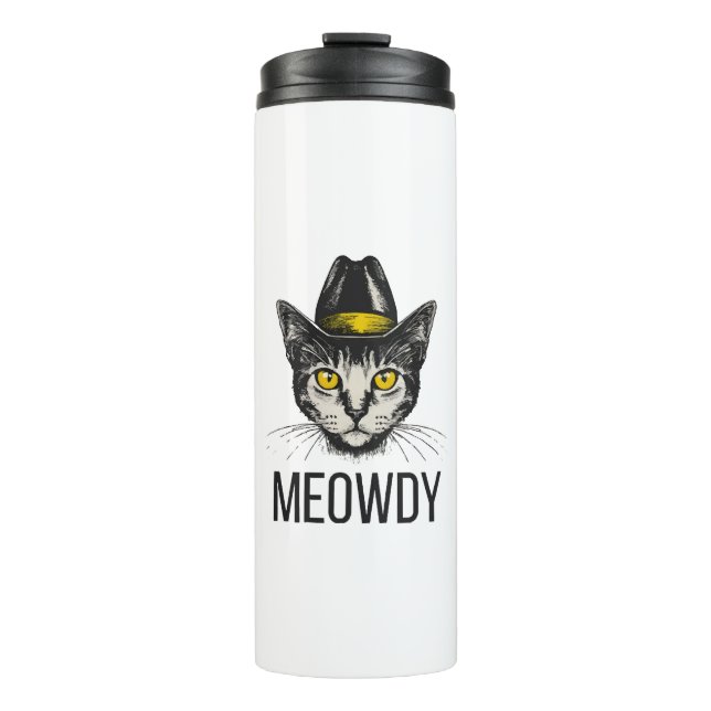 Meowdy Funny Cat Thermosbecher (Vorderseite)