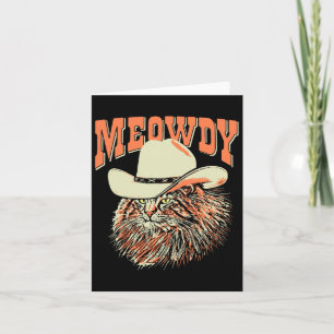 Meowdy! Funny Country Music Cat Cowboy Hat Vintag Karte