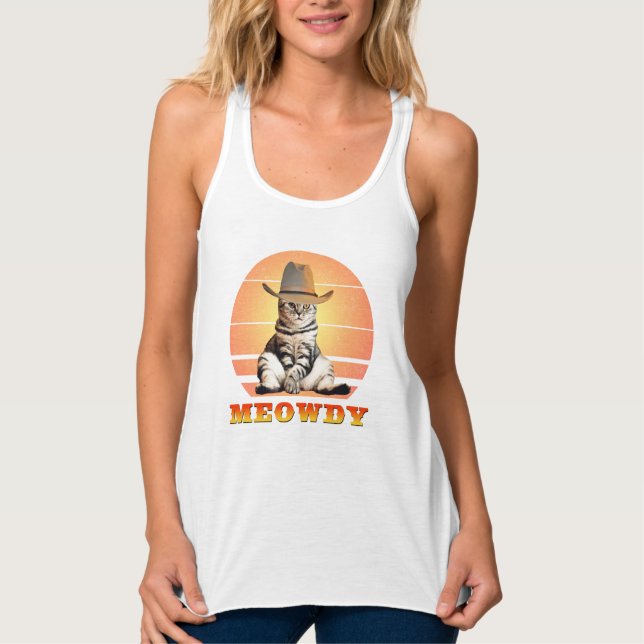 Meowdy Funny Cowboy Cat Tank Top (Vorderseite)