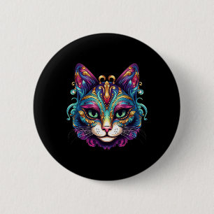 Meowdy Gras Cats Lover Kitten Kitty Mardi Gras Cat Button