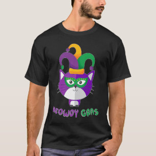 Meowdy Gras  Mardi Gras Katze mit Hut und Maske T-Shirt