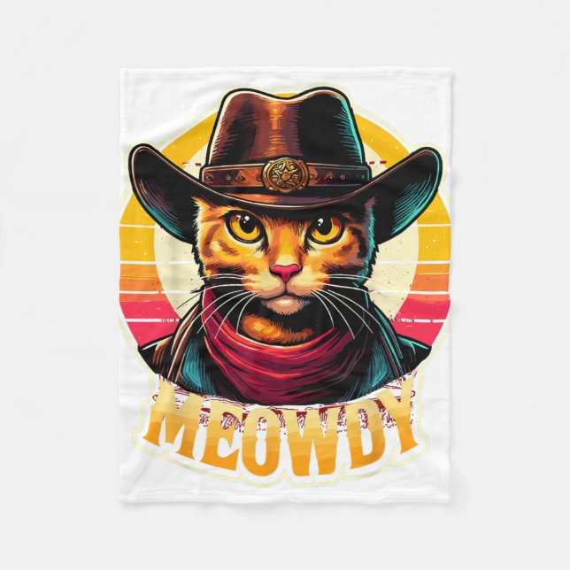 Meowdy Junggeselinnen-Abschied Cowgirl Cowboy Cat  Fleecedecke (Vorderseite)