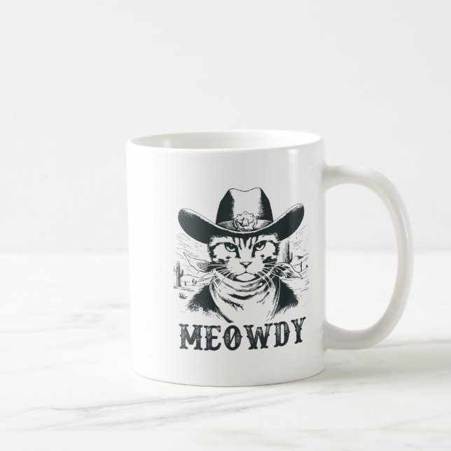 Meowdy - Mashup Between Meow And Howdy - Funny Cat Kaffeetasse (Rechts)