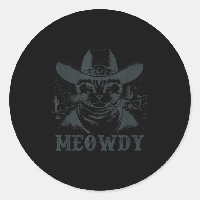 Meowdy - Mashup between Meow and Howdy - Funny Cat Runder Aufkleber (Vorderseite)