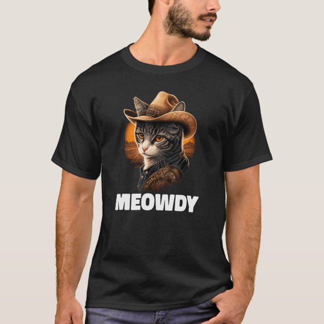 Meowdy Mashup und Howdy Country Music Cat T-Shirt (Vorderseite)