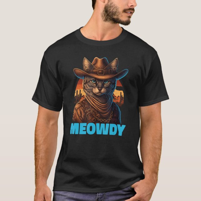 Meowdy Mashup und Howdy Country Music Cat T-Shirt (Vorderseite)