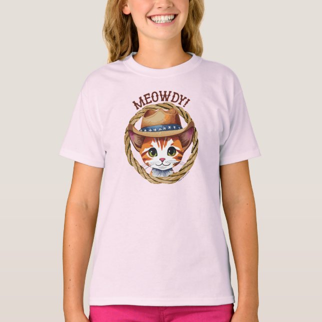 Meowdy! Niedlich Kitten mit Cowboy-Hut T-Shirt (Vorderseite)