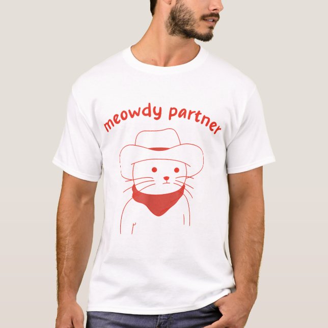 Meowdy Partner Cat Cowboy T-Shirt (Vorderseite)