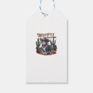 Meowdy Partner Cowboy Cat Vintag Geschenkanhänger