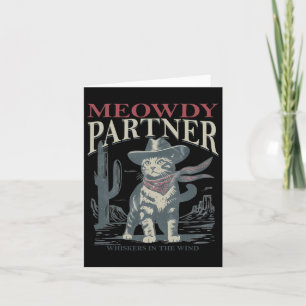 Meowdy Partner flüstert mit Cowboy-Hut Karte