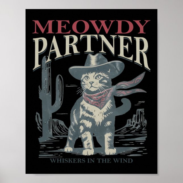 Meowdy Partner flüstert mit Cowboy-Hut Poster (Vorne)