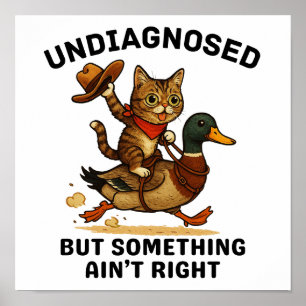 Meowdy Partner Poster, Funny Cowboy Cat Dark Print Poster