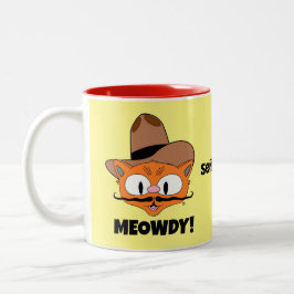 MEOWDY! Senor Gato Cartoon Mustache Cat Zweifarbige Tasse
