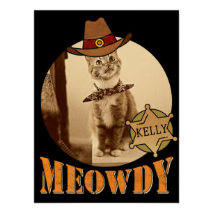 Meowdy Texan Cat Cowboy Sheriff Personalisiert Poster