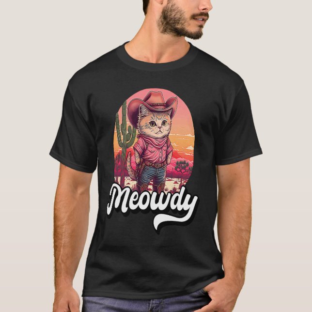 Meowdy Texas Cat Meme Country Music Cowgirl Niedli T-Shirt (Vorderseite)