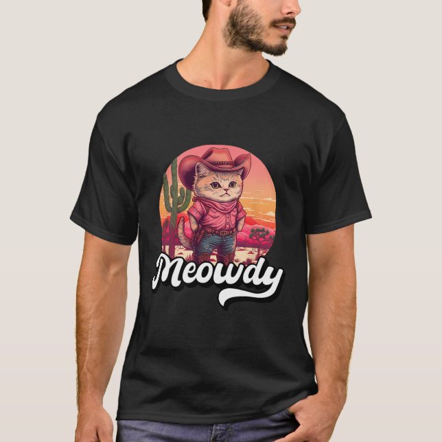 Meowdy Texas Cat Meme Country Music Cowgirl Niedli T-Shirt (Vorderseite)