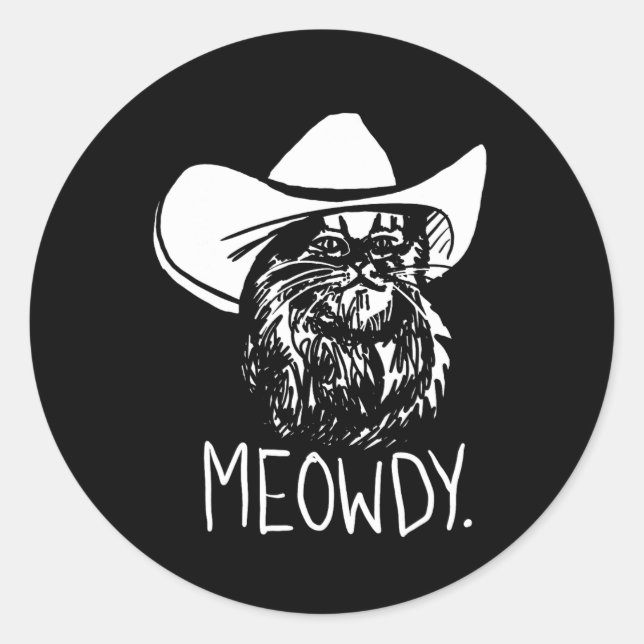 Meowdy Texas Cat Meme Runder Aufkleber (Vorderseite)