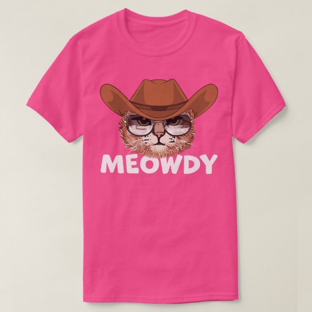 Meowdy Texas Cat mit Cowboy Hat Sonnenbrille Cou T-Shirt (Design vorne)