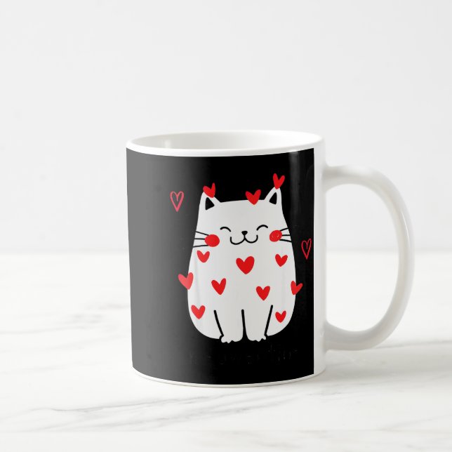 Meowentine Cute Cat Valentines Day Men Women Cat D Kaffeetasse (Rechts)