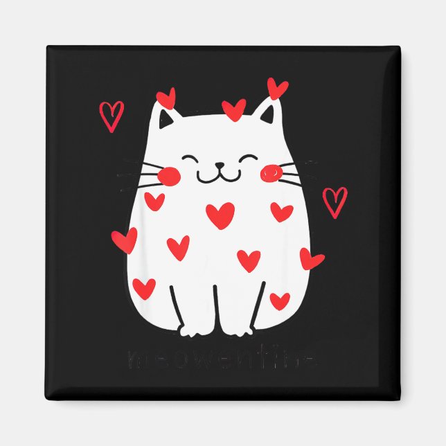 Meowentine Cute Cat Valentines Day Men Women Cat D Magnet (Vorne)