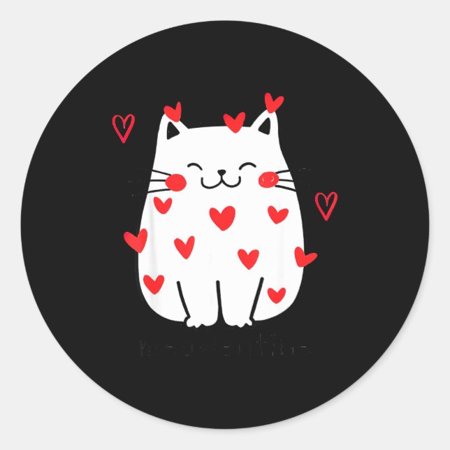 Meowentine Cute Cat Valentines Day Men Women Cat D Runder Aufkleber (Vorderseite)