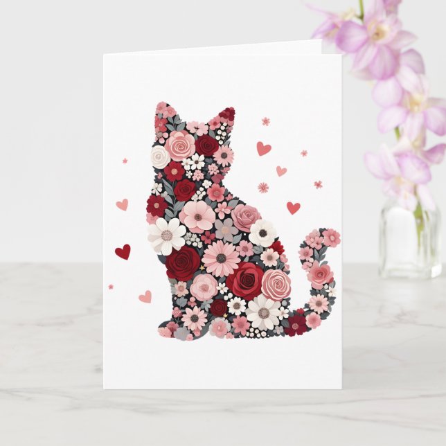 Meowentine-Tag Katzen-Valentin Karte (Orchidee)