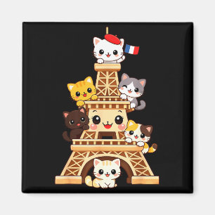 Meowffel-Turm süß kawaii Paris Katze Cartoon lusti Magnet