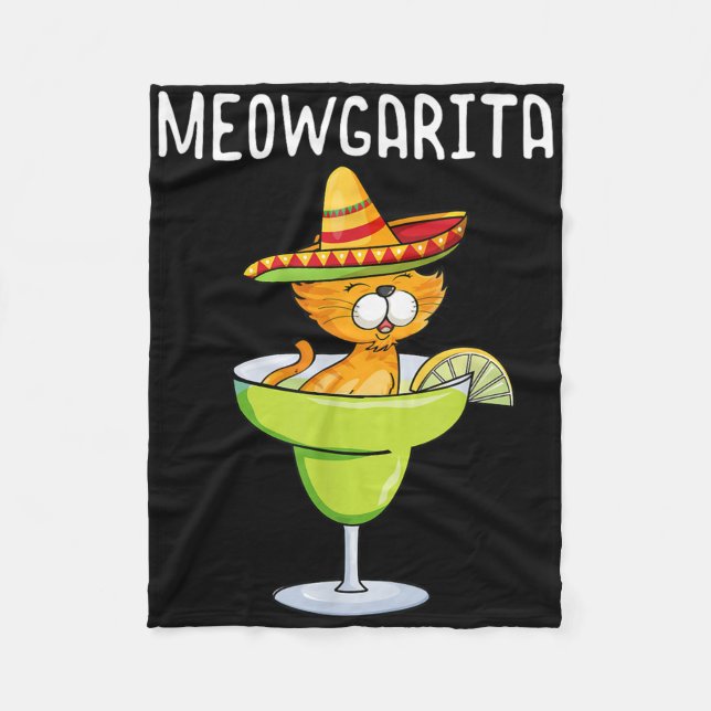 Meowgarita - Cinco De Mayo Margarita Cat Lover Fleecedecke (Vorderseite)
