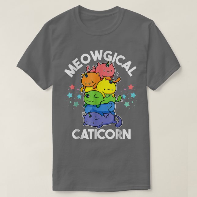 Meowgical Caticorn Funny Unicorn & Niedlich Kittyc T-Shirt (Design vorne)