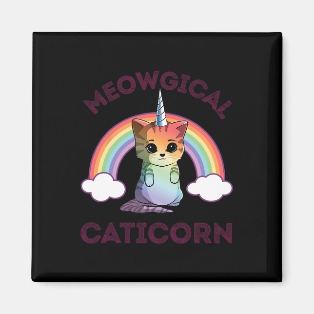 Meowgical Caticorn T Shirt Cat Unicorn Girls Magnet (Vorne)