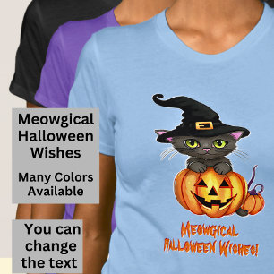 Meowgical Halloween wünscht Katze Hexenhut Pumpkin T-Shirt