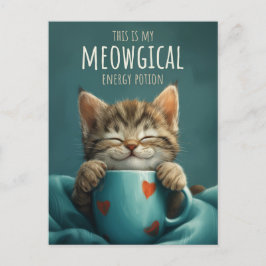 Meowgical Morning, ein Niedlicher Cat & Coffee Art Postkarte