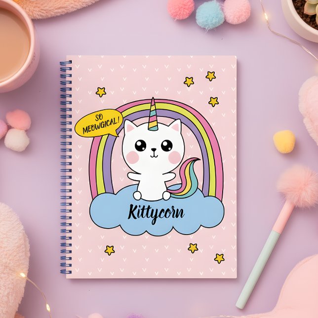 Meowgical Niedlich Kawaii Caticorn Pink Cartoon Notizbuch (This notebook is just  Purrfect!!)