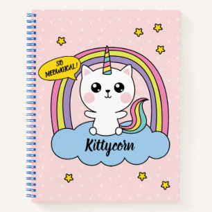 Meowgical Niedlich Kawaii Caticorn Pink Cartoon Notizbuch