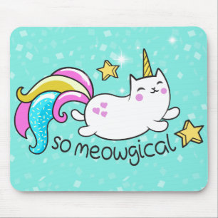Meowgical Niedlich Unicorty Kitty Glitzer Glitzern Mousepad