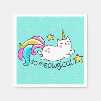 Meowgical Niedlich Unicorty Kitty Glitzer Glitzern Serviette